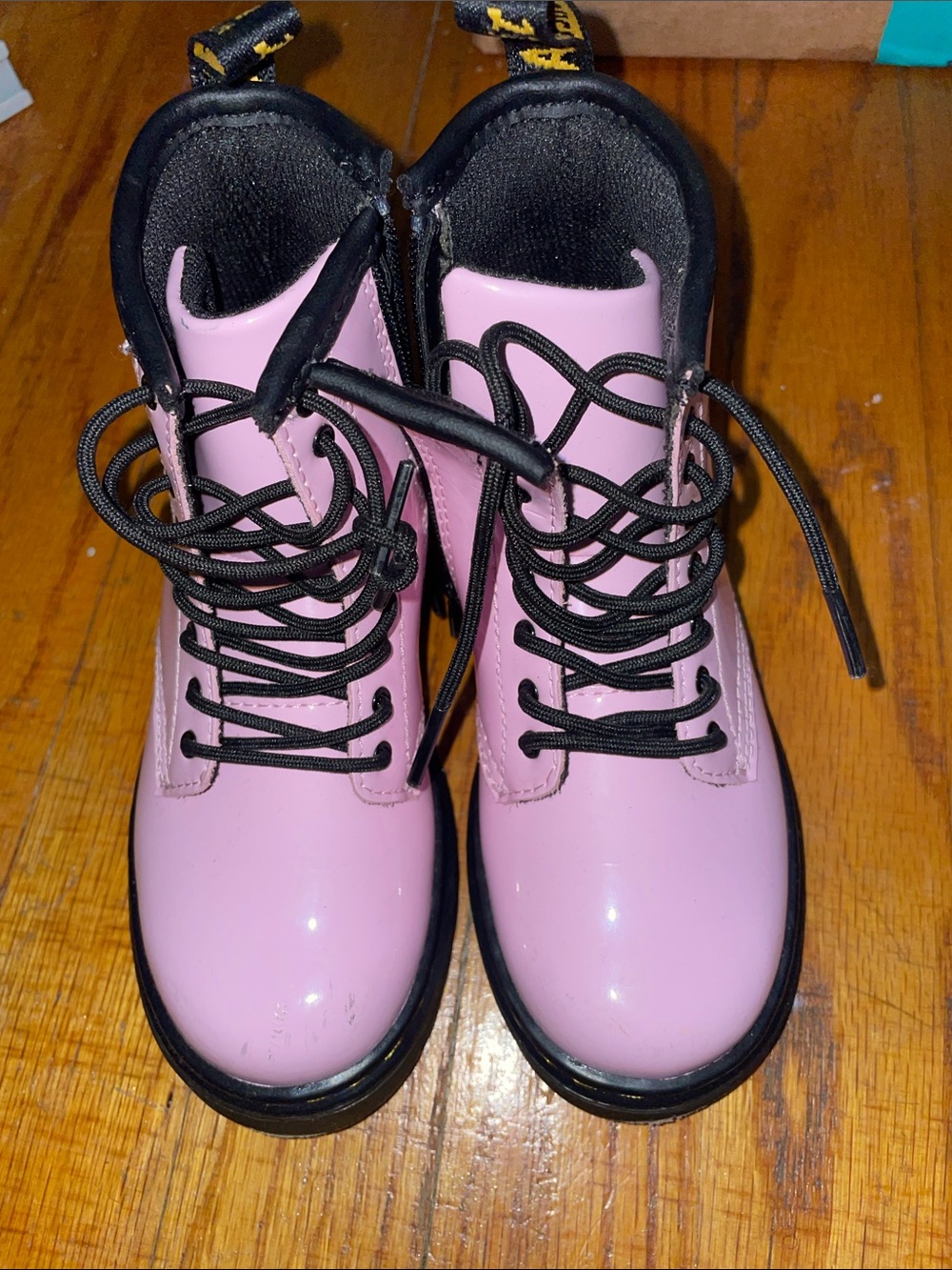Dr. Martens Kids Pink Gloss Combat Boots